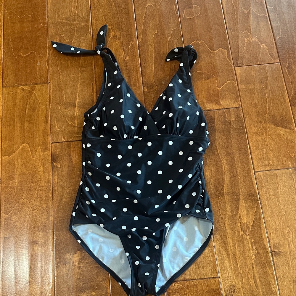 Kona Sol Black and White Polka Dot Swimsuit